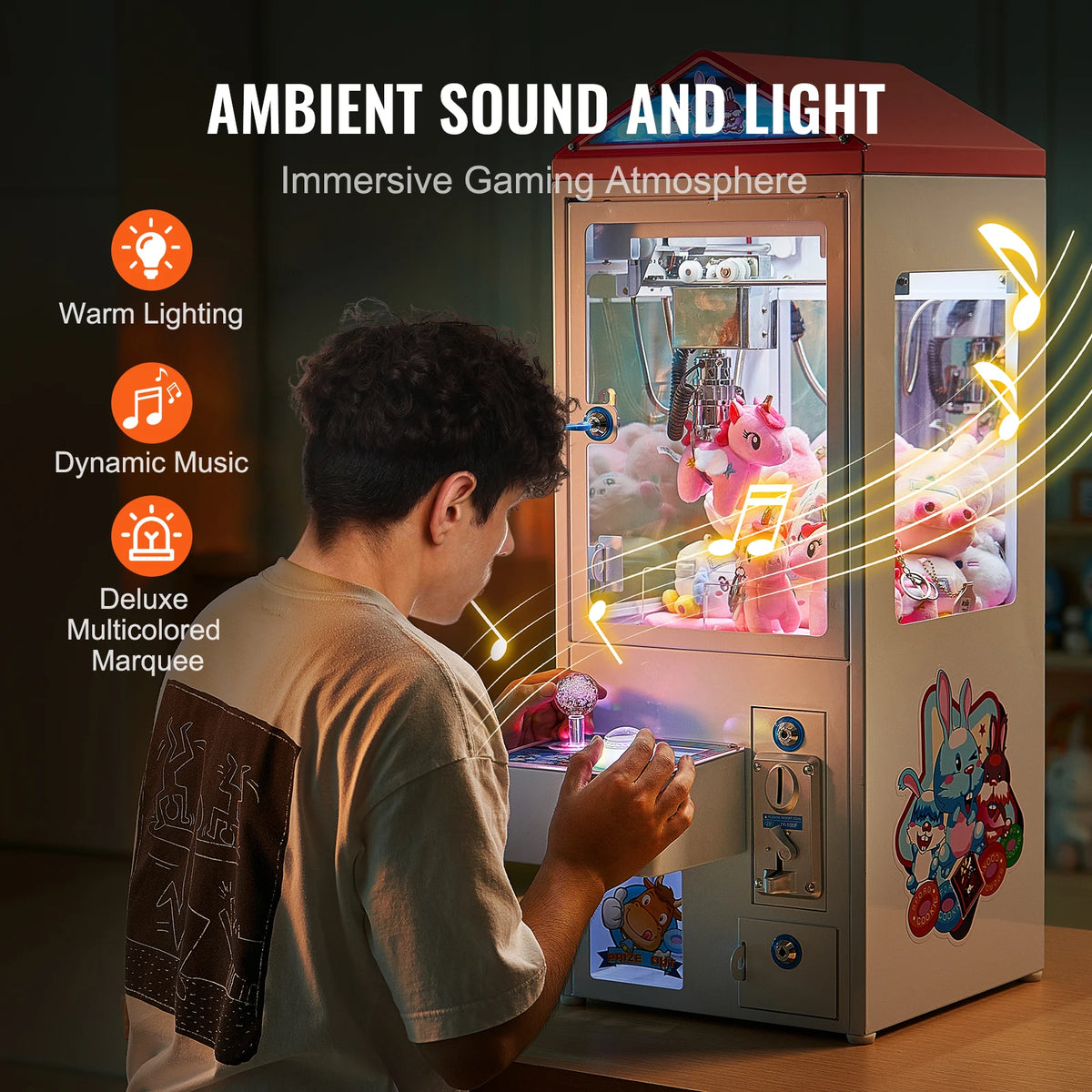 SucceBuy Claw Machine 0-3”Jaw Diameter 0-5”Jaw lifting Crane Prize Grabber Commercial Arcade Game Dispenser Vending Toy For Kid