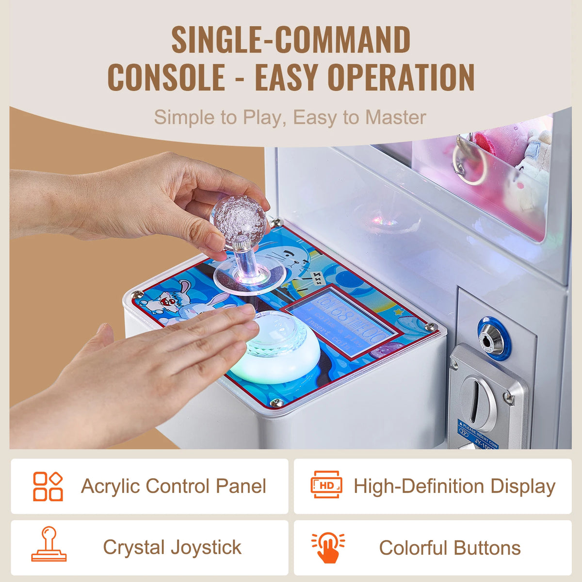 SucceBuy Claw Machine 0-3”Jaw Diameter 0-5”Jaw lifting Crane Prize Grabber Commercial Arcade Game Dispenser Vending Toy For Kid