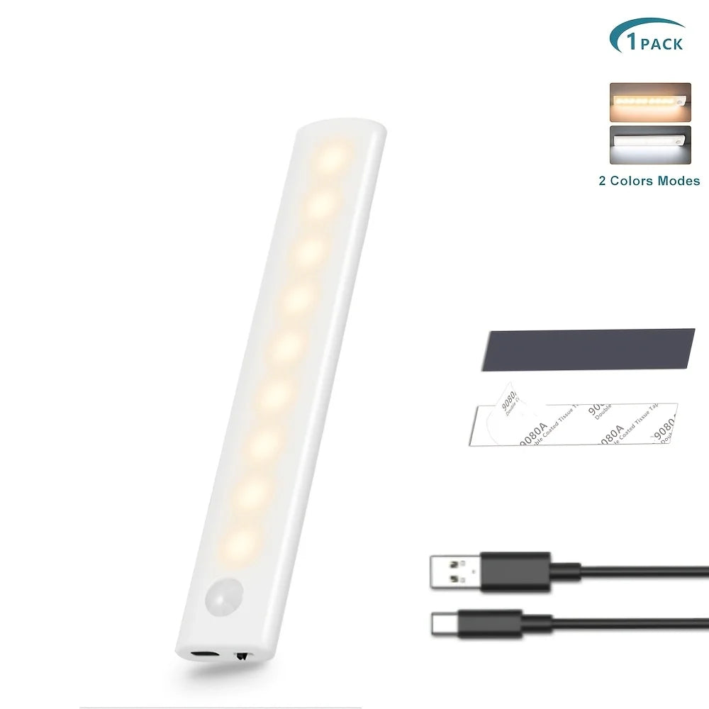 Under Cabinet Lights 1/3/5/6pcs, Motion Sensor Rechargeable Battery Operated 2 Colors LED Light for Closet, Kitchen, Bathroom