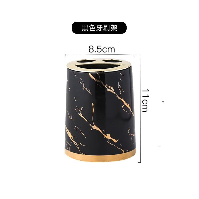 Marbling Ceramic Bathroom Kit Home Toiletries Wash Set 5-piece Mouth Cup Lotion Bottle Toothbrush Holder Soap Dish