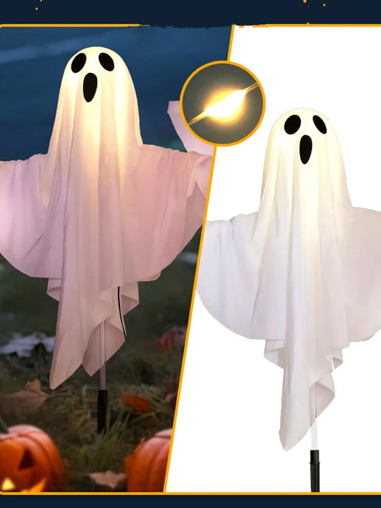 Halloween Glowing White Ghost Solar LED IP65 Waterproof Glowing Ghost Escape Scene Props for Halloween Garden Home Decor