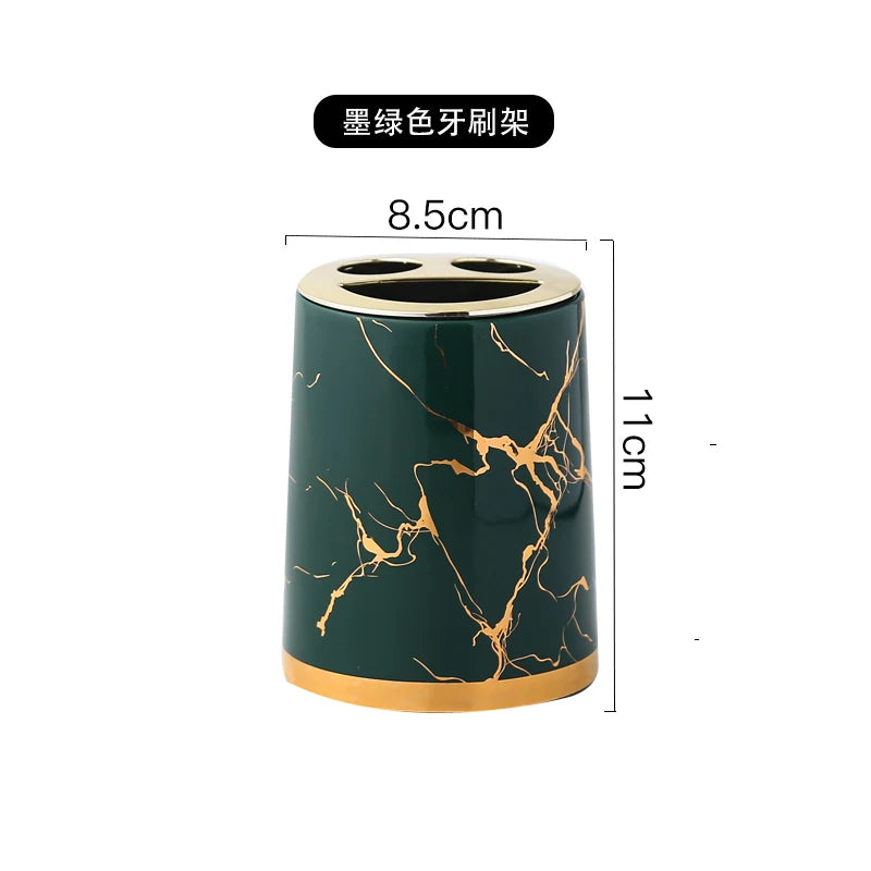 Marbling Ceramic Bathroom Kit Home Toiletries Wash Set 5-piece Mouth Cup Lotion Bottle Toothbrush Holder Soap Dish
