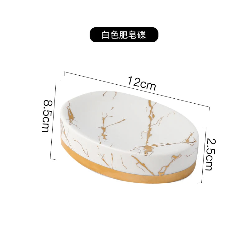 Marbling Ceramic Bathroom Kit Home Toiletries Wash Set 5-piece Mouth Cup Lotion Bottle Toothbrush Holder Soap Dish