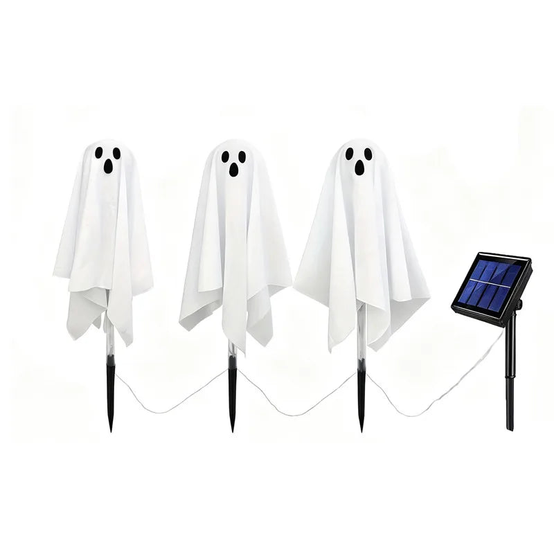 Halloween Glowing White Ghost Solar LED IP65 Waterproof Glowing Ghost Escape Scene Props for Halloween Garden Home Decor
