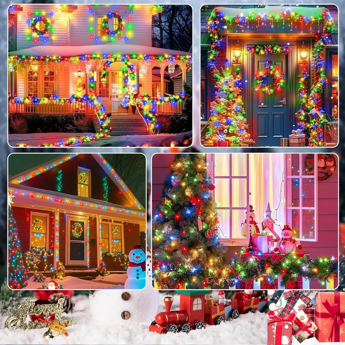 4Pcs/Pack 400 LED Solar Fairy Lights, Copper Wire String Lights with Solar Powered, 8 Lighting Modes, Outdoor/Indoor Lights for Garden, Patio, Wedding, Party & Holiday Decoration(Totaling 157.48 Feet ,Warm/Cool White/Mulitico