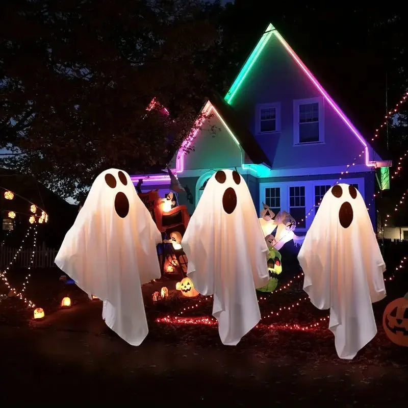 Halloween Glowing White Ghost Solar LED IP65 Waterproof Glowing Ghost Escape Scene Props for Halloween Garden Home Decor
