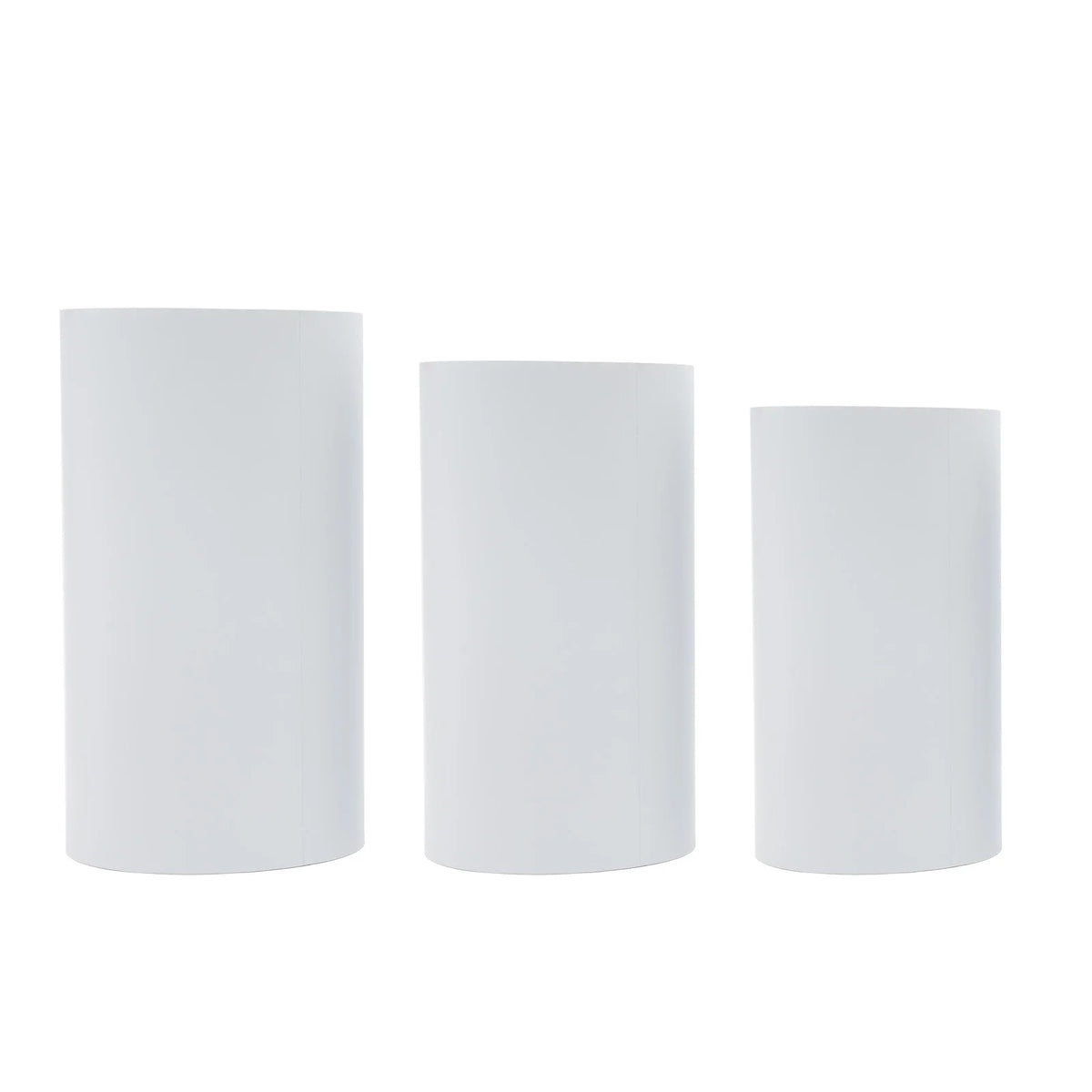 3-Piece White Cylinder Display Stand Set Cake Stand Pedestal Heavy Duty Party Decor 50+55+60cm for Wedding Dessert Table