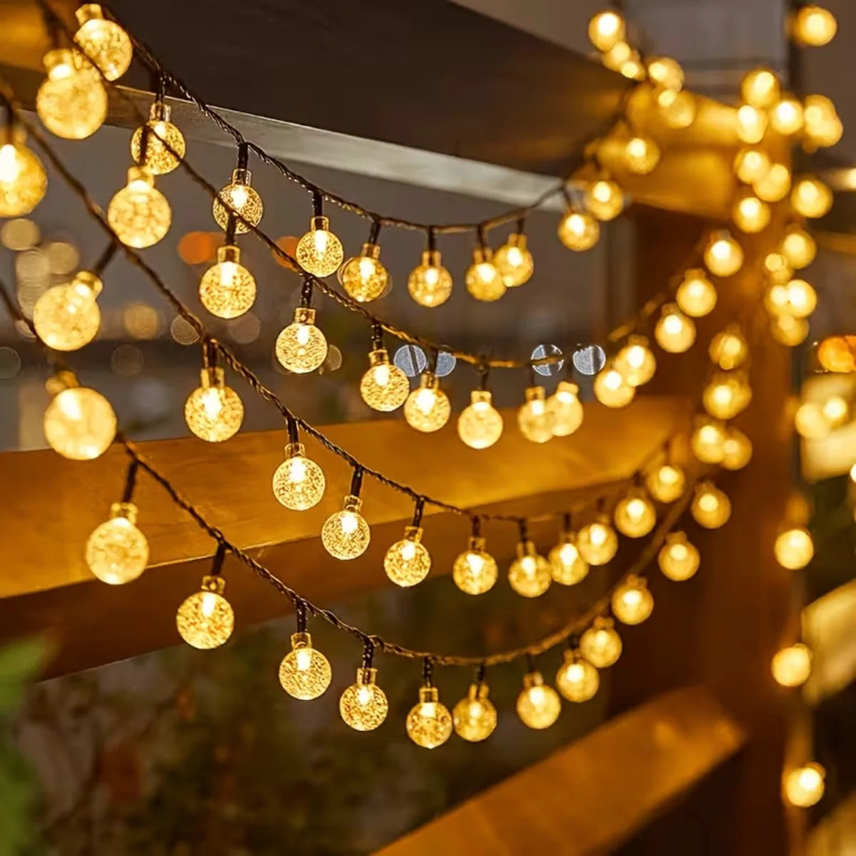 1pc Spooky Halloween Solar Bubble Lamp String Lights – 100 LED Fairy Lights for Haunted House, Porch, Party Decor 8 Flashing Modes Outdoor Indoor Festive Atmosphere