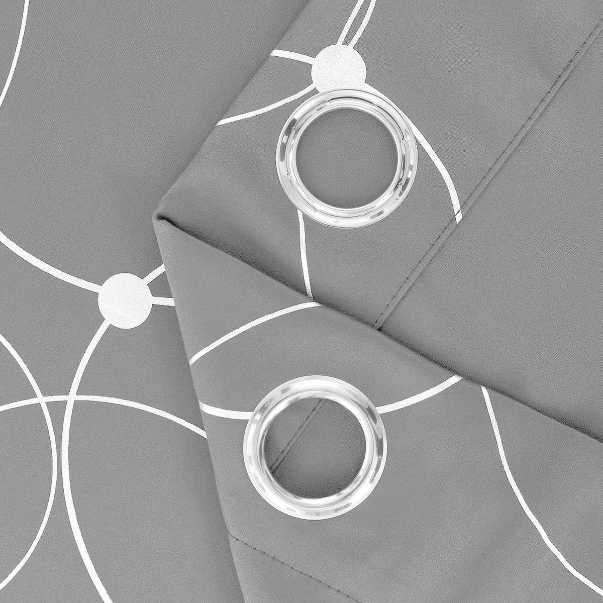 4PCSBlackout Curtains Grommet Thermal Insulated Room Darkening  With Circle And Dots Foil Printed For Bedroom