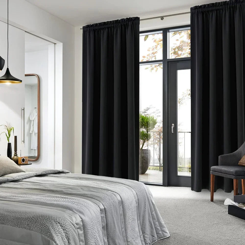 1 Panel Blackout Curtains Light Reducing Thermal Insulated Grommet Black Out Curtains Panels Drapes for Living Room Bedroom