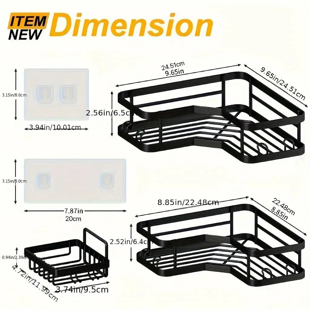 3/5 Pack Shower Organizer , Adhesive Shower Caddy with No Drilling,  Rustproof Stainless Steel for Bathroom and Storage&Kitchen