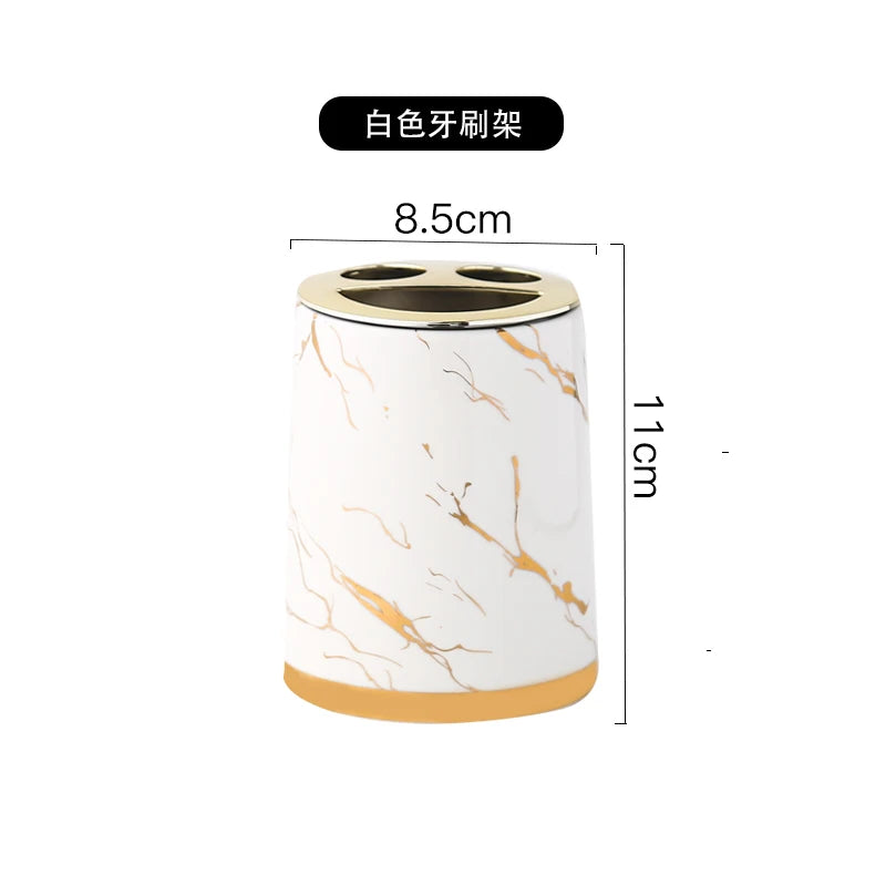 Marbling Ceramic Bathroom Kit Home Toiletries Wash Set 5-piece Mouth Cup Lotion Bottle Toothbrush Holder Soap Dish
