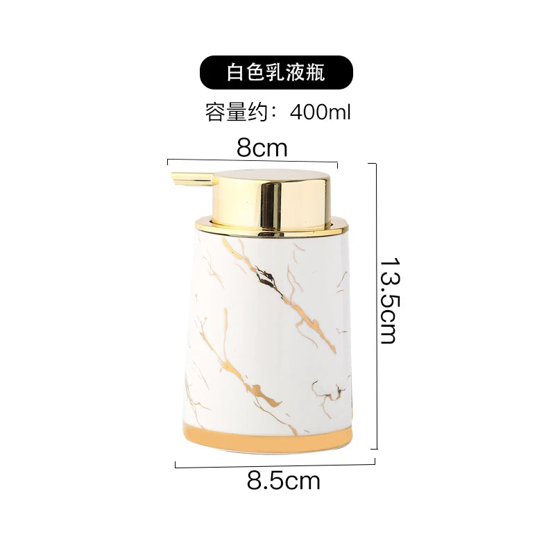 Marbling Ceramic Bathroom Kit Home Toiletries Wash Set 5-piece Mouth Cup Lotion Bottle Toothbrush Holder Soap Dish