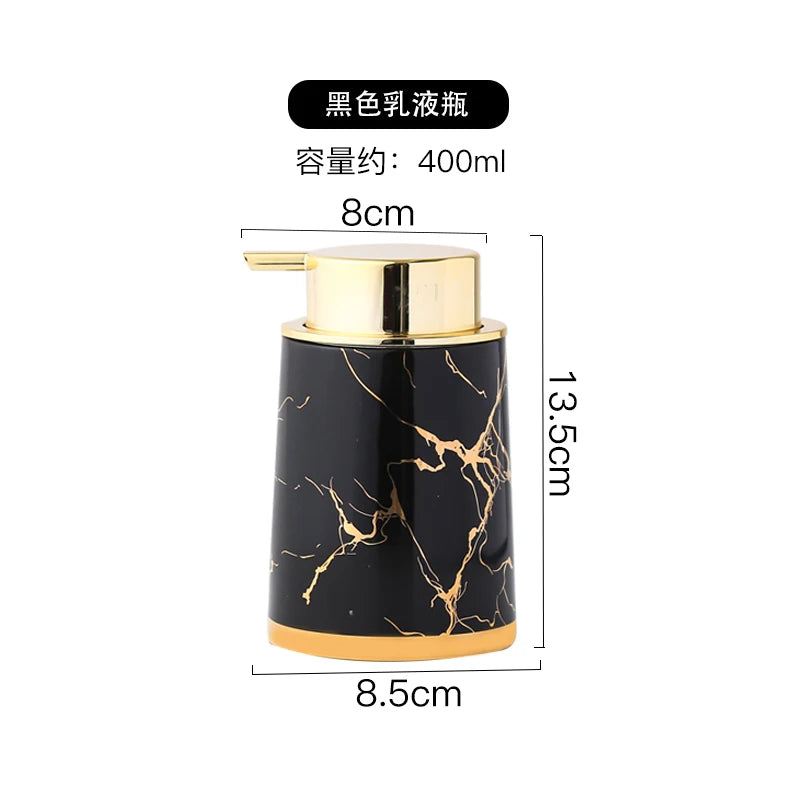 Marbling Ceramic Bathroom Kit Home Toiletries Wash Set 5-piece Mouth Cup Lotion Bottle Toothbrush Holder Soap Dish