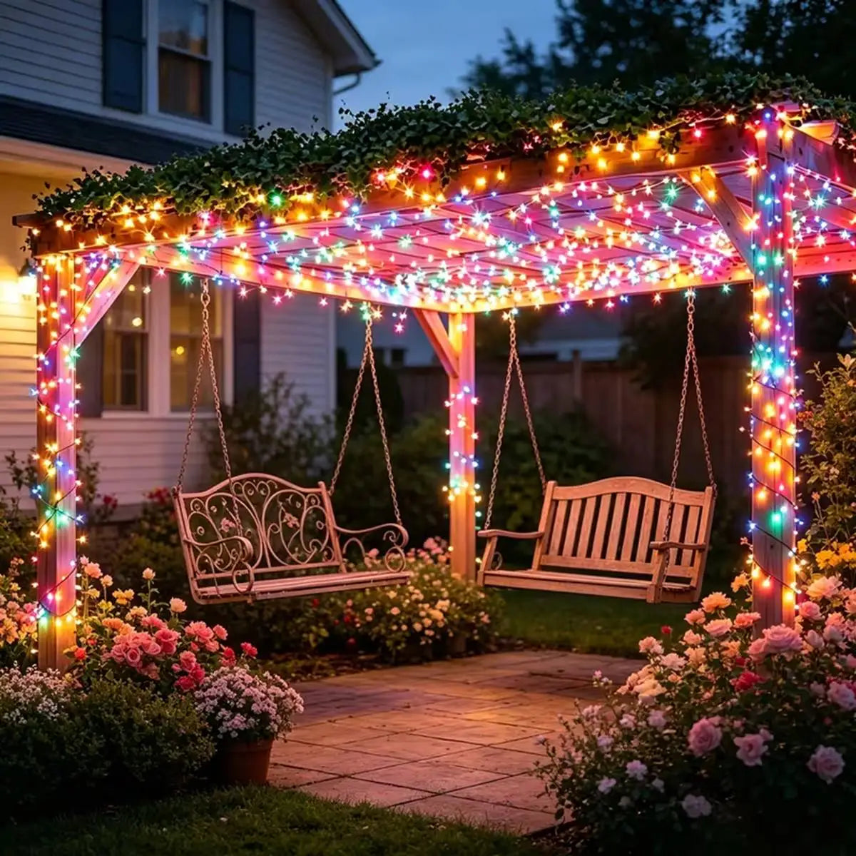 4Pcs/Pack 400 LED Solar Fairy Lights, Copper Wire String Lights with Solar Powered, 8 Lighting Modes, Outdoor/Indoor Lights for Garden, Patio, Wedding, Party & Holiday Decoration(Totaling 157.48 Feet ,Warm/Cool White/Mulitico