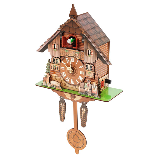 Vintage Cuckoo Wall Clock with Bird Chime, Nordic Decor Wooden Wall Clock, Hanging Wall Clock Decoration 25*10*50cm