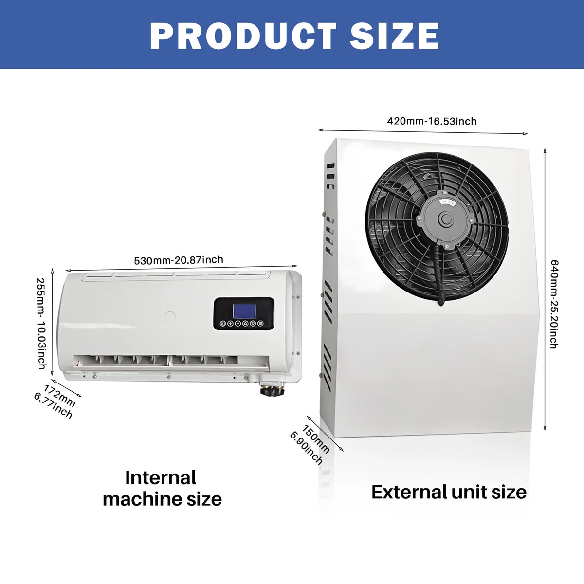 Treeligo 12V/24V 12000BTU Truck Split Air Conditioner Electric Parking Cooler AC Unit For Tractor Cab Truck Camper Van Caravan