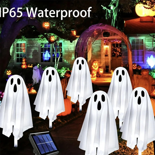 Halloween Glowing White Ghost Solar LED IP65 Waterproof Glowing Ghost Escape Scene Props for Halloween Garden Home Decor